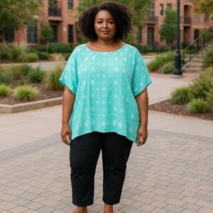 Torrid Top Women’s Size 3 Mint Green Blouse Tunic Open Back Balletcore‎ Flowy